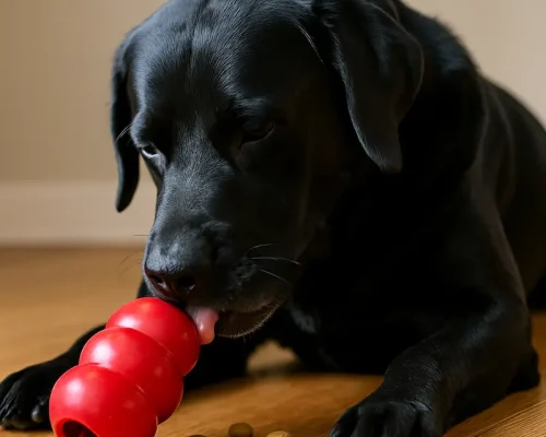 cane adulto impegnato con il kong